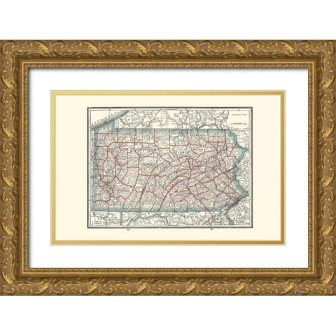 Pennsylvania - Rathbun 1893 Gold Ornate Wood Framed Art Print with Double Matting by Rathbun