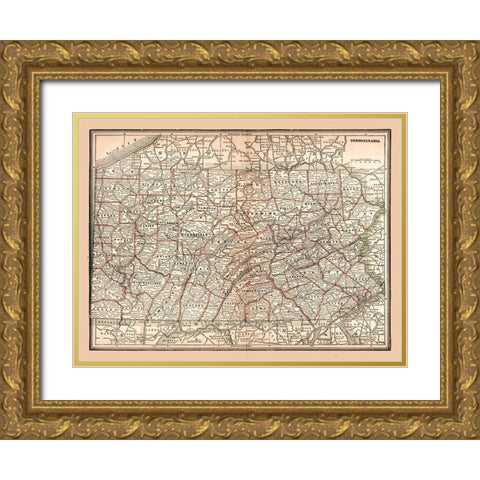 Pennsylvania -1894 Gold Ornate Wood Framed Art Print with Double Matting by Unknown