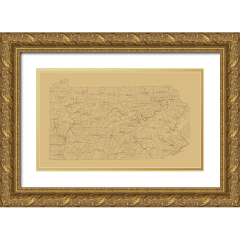 Pennsylvania -1893 Gold Ornate Wood Framed Art Print with Double Matting by Unknown