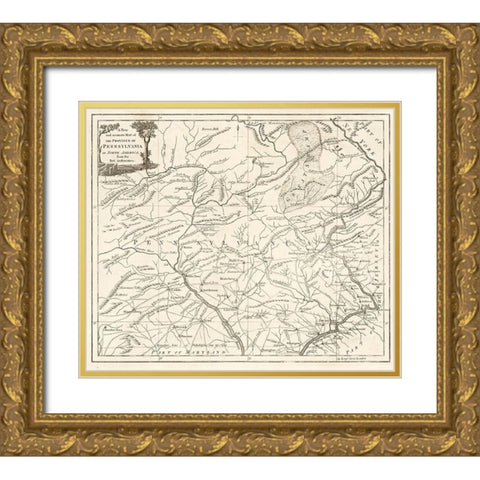Pennsylvania -1780 Gold Ornate Wood Framed Art Print with Double Matting by Unknown