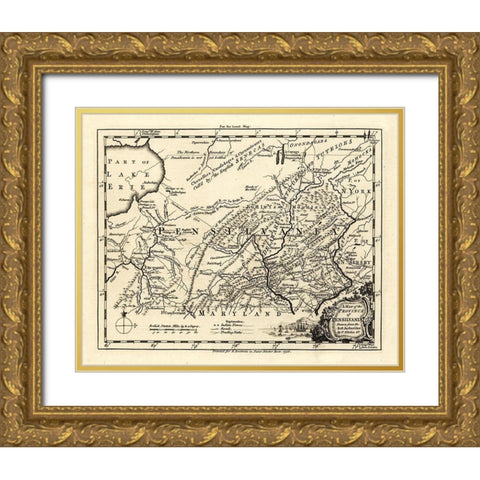Pennsylvania - Kitchin 1756  Gold Ornate Wood Framed Art Print with Double Matting by Kitchin