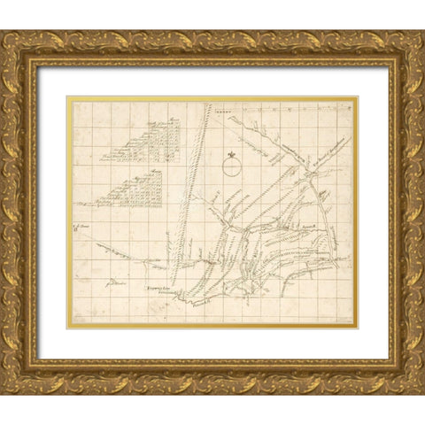 Pennsylvania -1755 Gold Ornate Wood Framed Art Print with Double Matting by Unknown