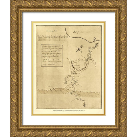 Pennsylvania - Washington 1754  Gold Ornate Wood Framed Art Print with Double Matting by Washington