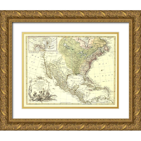 North America Canada - Covens 1757 Gold Ornate Wood Framed Art Print with Double Matting by Covens