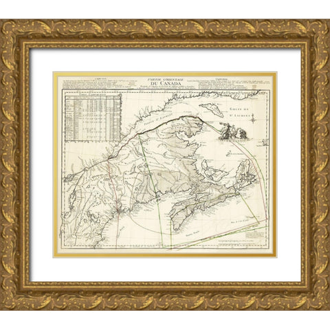 Eastern Canada - Jefferys 1755 Gold Ornate Wood Framed Art Print with Double Matting by Jefferys