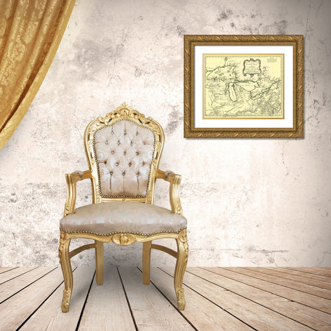 Western Part of New France Or Canada 1755 Gold Ornate Wood Framed Art Print with Double Matting by Unknown