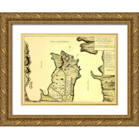 Fort Fortresses at Crown Point - 1759 Gold Ornate Wood Framed Art Print with Double Matting by Unknown