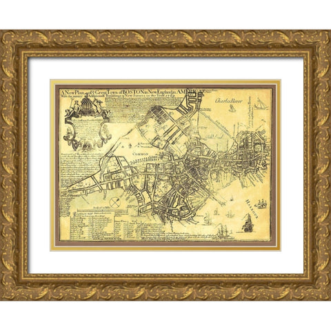 Boston in New England in America - Price 1769 Gold Ornate Wood Framed Art Print with Double Matting by Price