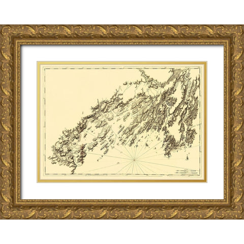 Salter Island to Portland Head - Des Barres 1770 Gold Ornate Wood Framed Art Print with Double Matting by Des Barres