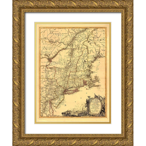 Theatre War English with Thirteen Colonies Gold Ornate Wood Framed Art Print with Double Matting by Eliot