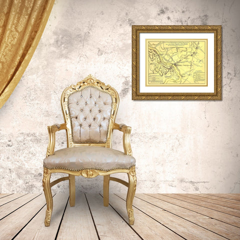 General Washington Operations - Faden 1777 Gold Ornate Wood Framed Art Print with Double Matting by Faden