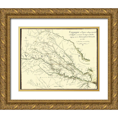 Virginia Campaign Major General Lafayette Gold Ornate Wood Framed Art Print with Double Matting by Michel