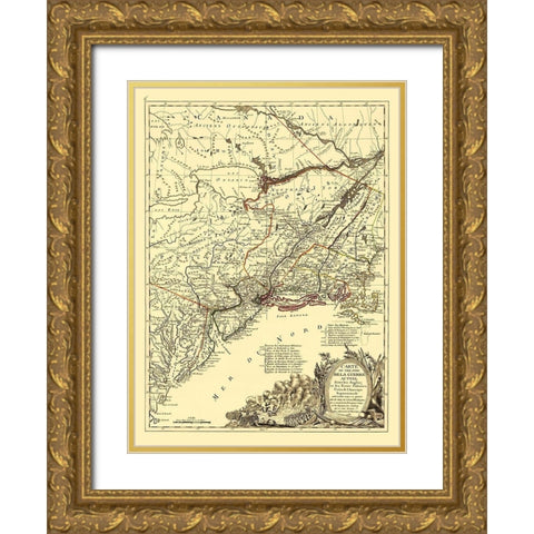English with Thirteen Colonies North America Gold Ornate Wood Framed Art Print with Double Matting by Eliot