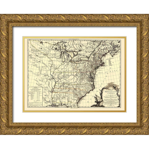 United States Course of Mississippi Gold Ornate Wood Framed Art Print with Double Matting by Brion de la Tour