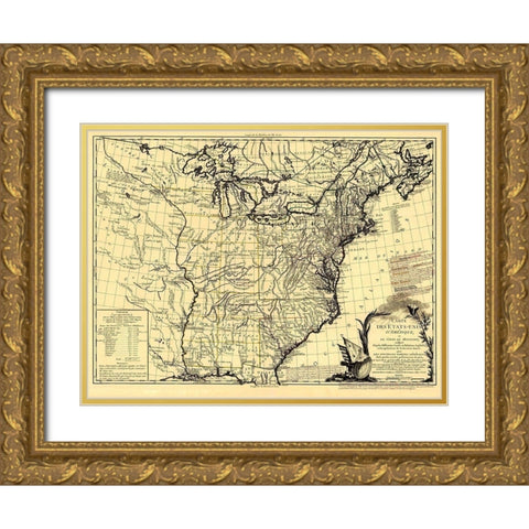 United States Course of Mississippi Gold Ornate Wood Framed Art Print with Double Matting by Brion de la Tour