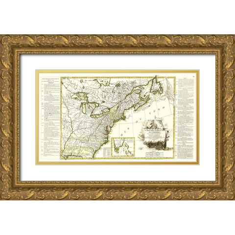 United States of America - Lattre 1784 Gold Ornate Wood Framed Art Print with Double Matting by Lattre