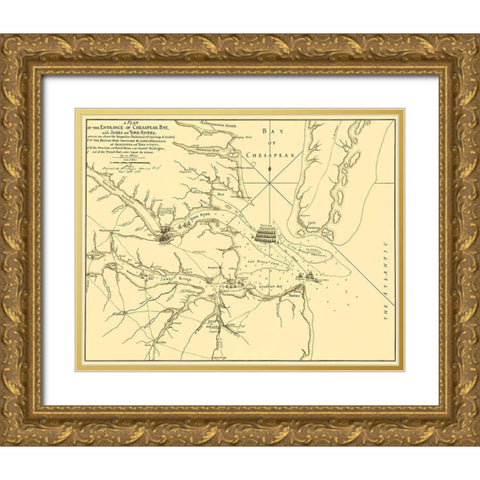 Entrance Chesapeak Bay with James York Rivers Gold Ornate Wood Framed Art Print with Double Matting by Faden