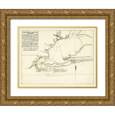 Pensacola Bay Florida - Paredes 1780 Gold Ornate Wood Framed Art Print with Double Matting by Paredes