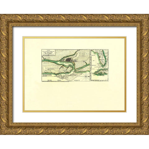 Port of St Augustine in Florida - Lopez 1783 Gold Ornate Wood Framed Art Print with Double Matting by Lopez