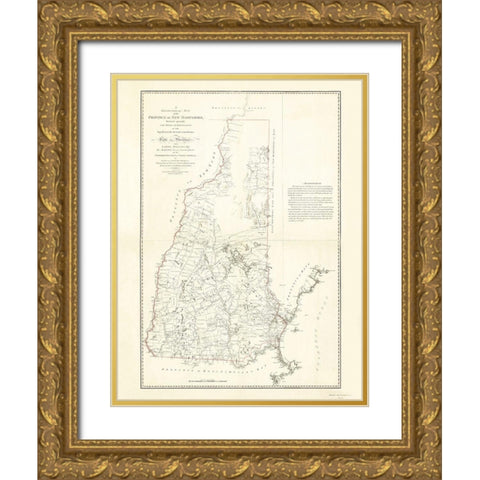 Province of New Hampshire - Holland 1784 Gold Ornate Wood Framed Art Print with Double Matting by Holland