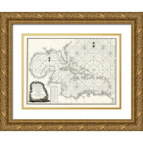 Caribbean Mexico - 1787 Gold Ornate Wood Framed Art Print with Double Matting by Unknown