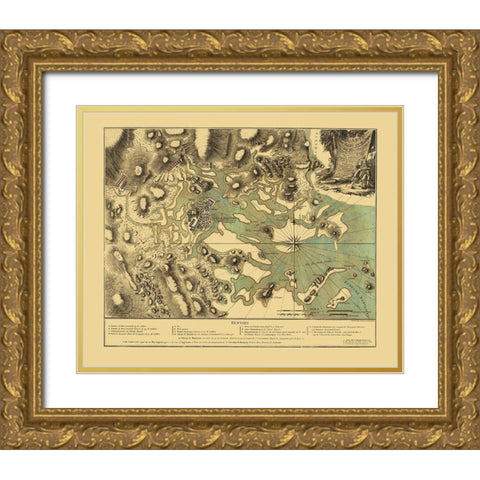 Boston Harbor Massachusetts - Beaurain 1776 Gold Ornate Wood Framed Art Print with Double Matting by Beaurain