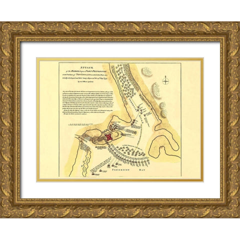 Fort Penobscot New England Battle - Jefferys 1779 Gold Ornate Wood Framed Art Print with Double Matting by Jefferys