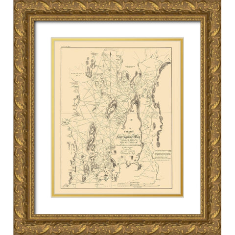 Narragansett Bay - US Navy 1832 Gold Ornate Wood Framed Art Print with Double Matting by US Navy
