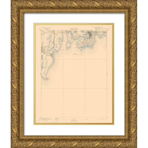 Newport Rhode Island Sheet - USGS 1894 Gold Ornate Wood Framed Art Print with Double Matting by USGS