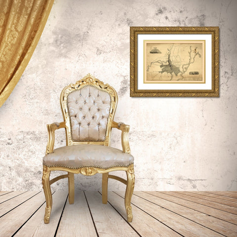 Providence Rhode Island - Anthony 1823  Gold Ornate Wood Framed Art Print with Double Matting by Anthony