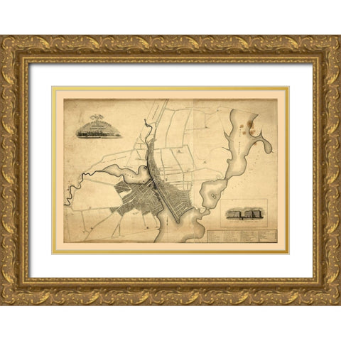 Providence Rhode Island - Anthony 1823  Gold Ornate Wood Framed Art Print with Double Matting by Anthony