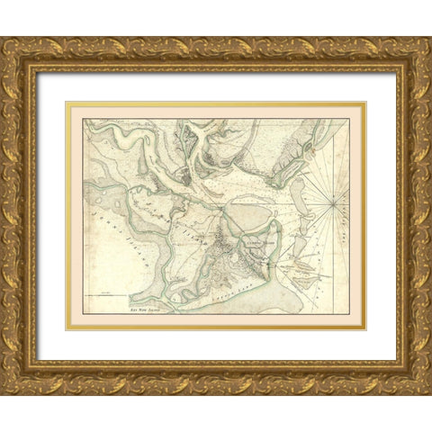 Charleston South Carolina -1780 Gold Ornate Wood Framed Art Print with Double Matting by Unknown