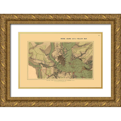 Charleston Harbor South Carolina - Adams 1860  Gold Ornate Wood Framed Art Print with Double Matting by Adams