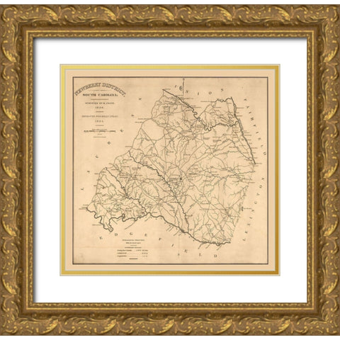 Newberry South Carolina - Coate 1825  Gold Ornate Wood Framed Art Print with Double Matting by Coate