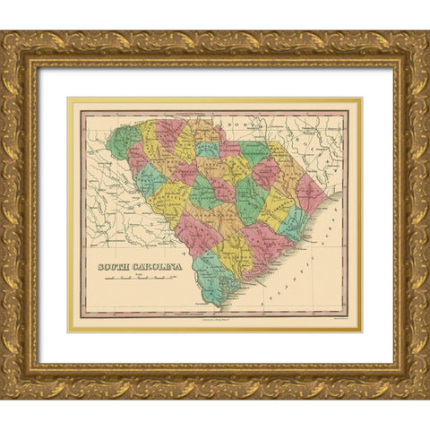 South Carolina - Finley 1831 Gold Ornate Wood Framed Art Print with Double Matting by Finley