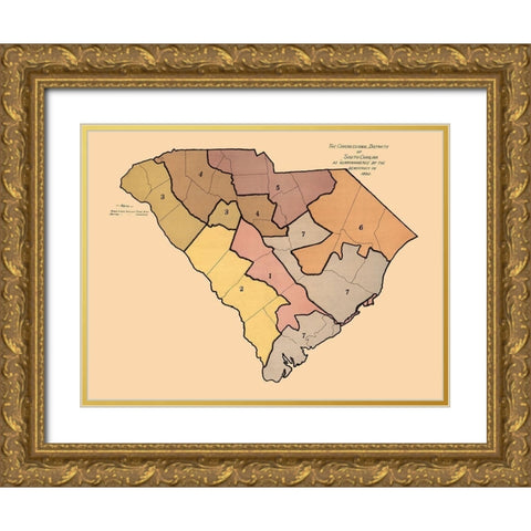 South Carolina -1882 Gold Ornate Wood Framed Art Print with Double Matting by Unknown