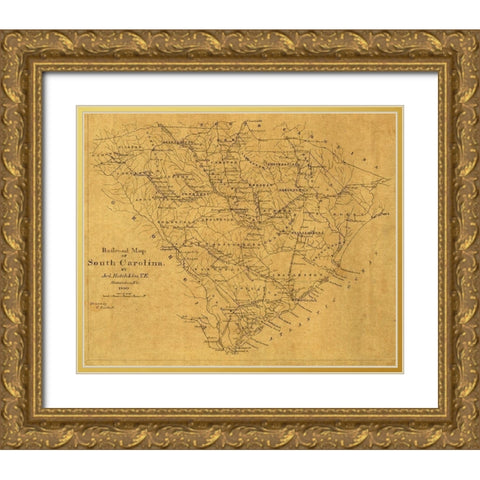 South Carolina - Hotchkiss 1880  Gold Ornate Wood Framed Art Print with Double Matting by Hotchkiss