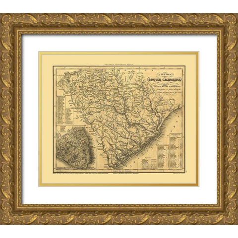 South Carolina - Tanner 1836  Gold Ornate Wood Framed Art Print with Double Matting by Tanner