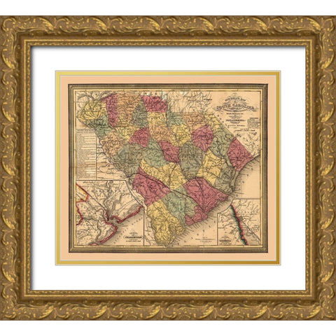 South Carolina - Mitchell 1849  Gold Ornate Wood Framed Art Print with Double Matting by Mitchell