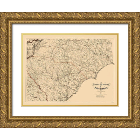 South Carolina - Bache 1865  Gold Ornate Wood Framed Art Print with Double Matting by Bache