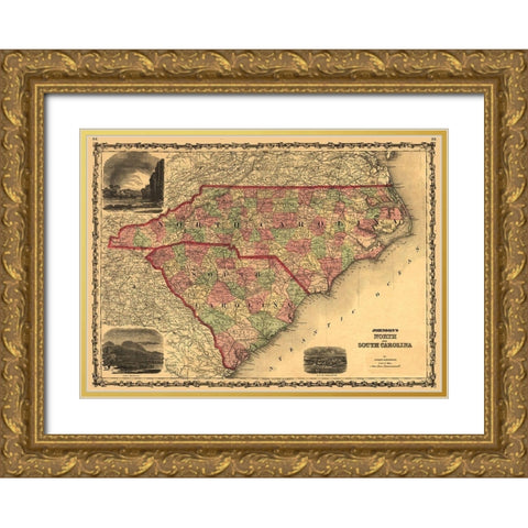 South Carolina - Browning 1861  Gold Ornate Wood Framed Art Print with Double Matting by Browning