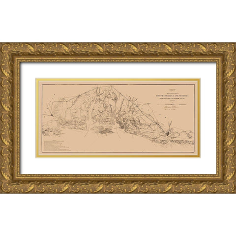 South Carolina Sea Coast - Fillmore 1863  Gold Ornate Wood Framed Art Print with Double Matting by Fillmore