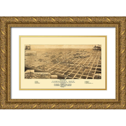 Aberdeen South Dakota - Wellge 1883 Gold Ornate Wood Framed Art Print with Double Matting by Wellge