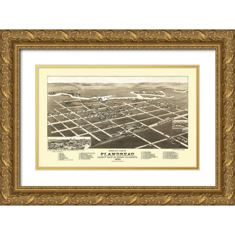 Flandreau South Dakota - Stoner 1883 Gold Ornate Wood Framed Art Print with Double Matting by Stoner