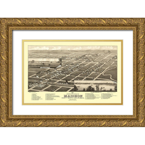 Madison South Dakota - Stoner 1883 Gold Ornate Wood Framed Art Print with Double Matting by Stoner