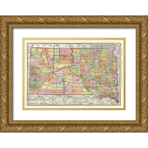 South Dakota - Rand McNally 1897 Gold Ornate Wood Framed Art Print with Double Matting by Rand McNally