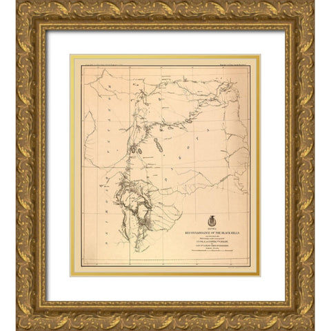 South Dakota Black Hills - Ludlow 1874  Gold Ornate Wood Framed Art Print with Double Matting by Ludlow