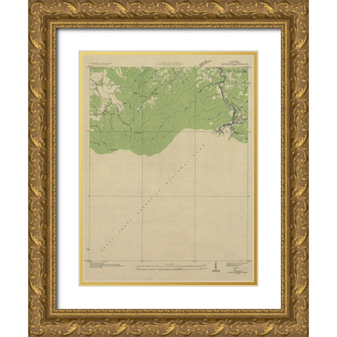 Gatlinburg Tennessee Quad - USGS 1936 Gold Ornate Wood Framed Art Print with Double Matting by USGS