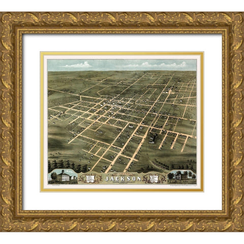 Jackson Tennessee - Ruger 1870  Gold Ornate Wood Framed Art Print with Double Matting by Ruger