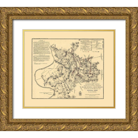 Nashville Tennessee - Peseux 1864  Gold Ornate Wood Framed Art Print with Double Matting by Peseux